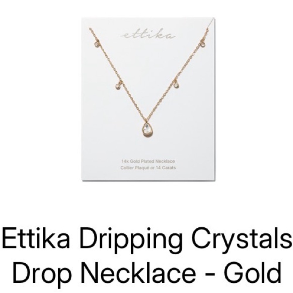 ethika 14k Gold Necklace with Clear Teardrop Pendant